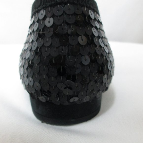 PRADA Vintage black Sequin Satin Leather flats with bow Italy slides Size 37 7 - Picture 9 of 14